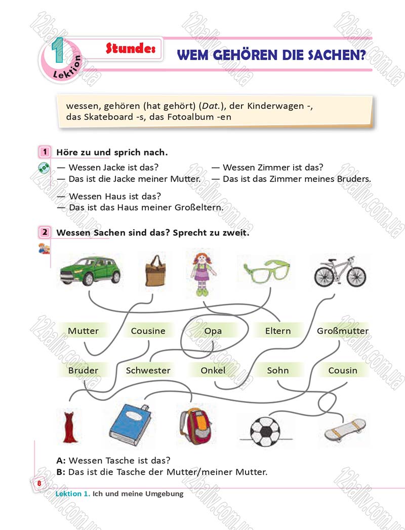 Сторінка 8 - Підручник Німецька мова 6 клас Сотникова 2014 - 6 рік навчання