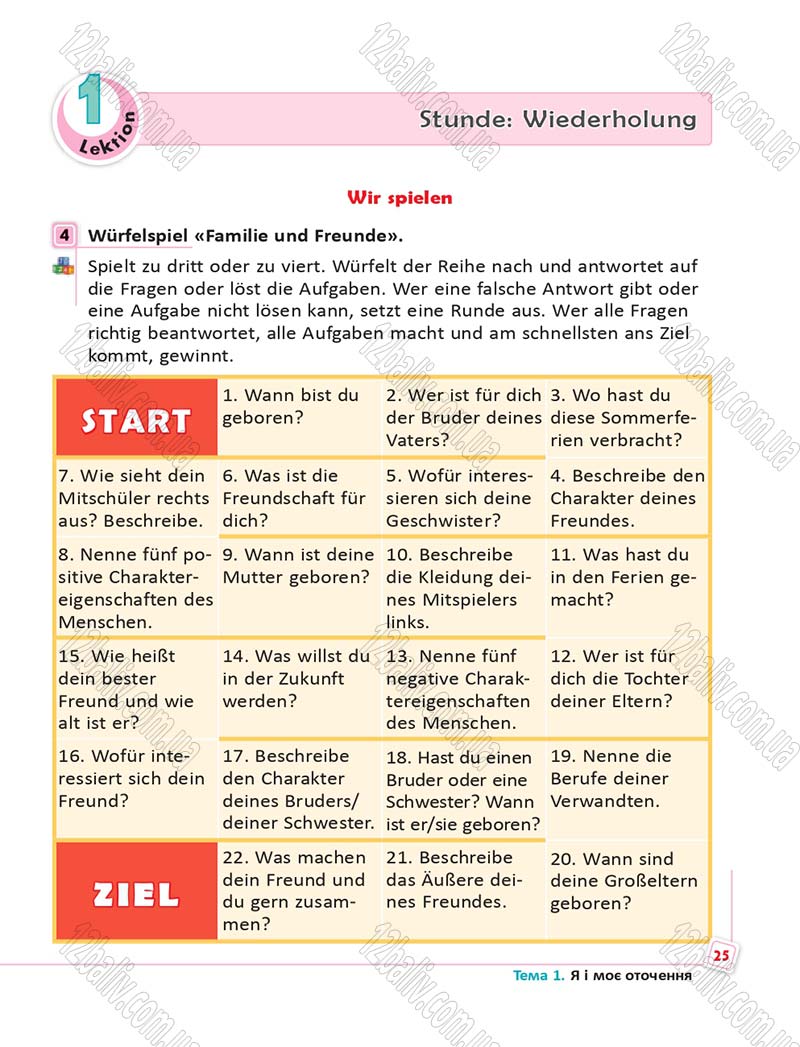 Сторінка 25 - Підручник Німецька мова 6 клас Сотникова 2014 - 6 рік навчання