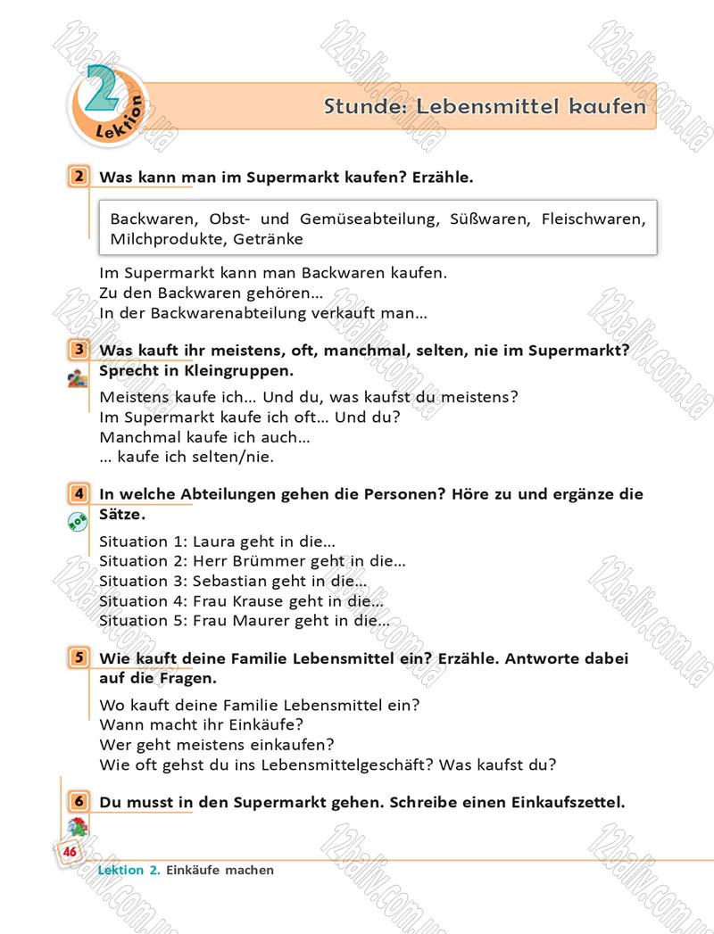 Сторінка 46 - Підручник Німецька мова 6 клас Сотникова 2014 - 6 рік навчання