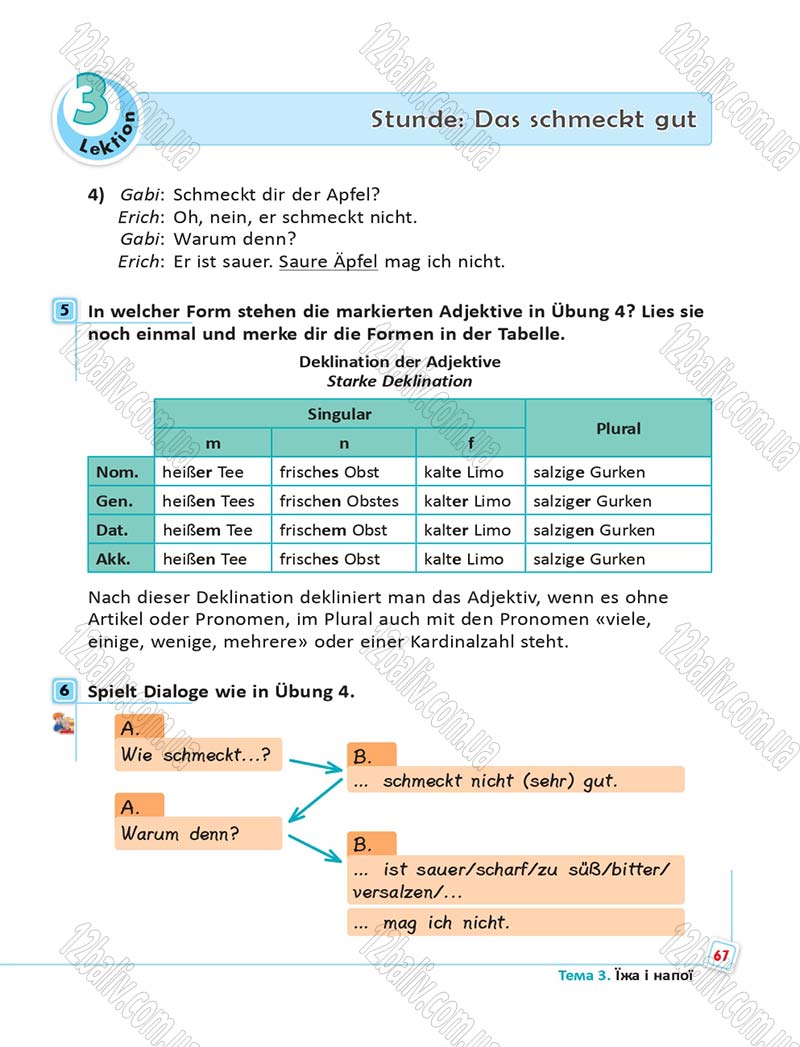 Сторінка 67 - Підручник Німецька мова 6 клас Сотникова 2014 - 6 рік навчання