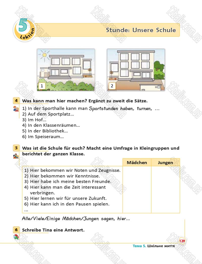 Сторінка 129 - Підручник Німецька мова 6 клас Сотникова 2014 - 6 рік навчання
