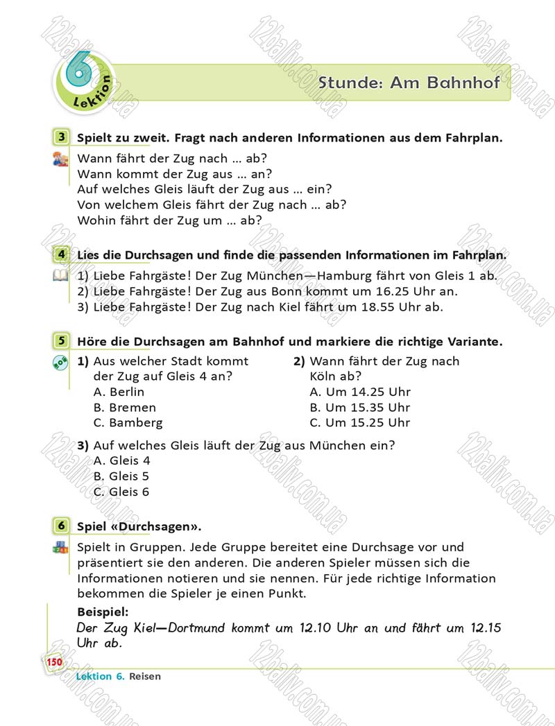 Сторінка 150 - Підручник Німецька мова 6 клас Сотникова 2014 - 6 рік навчання