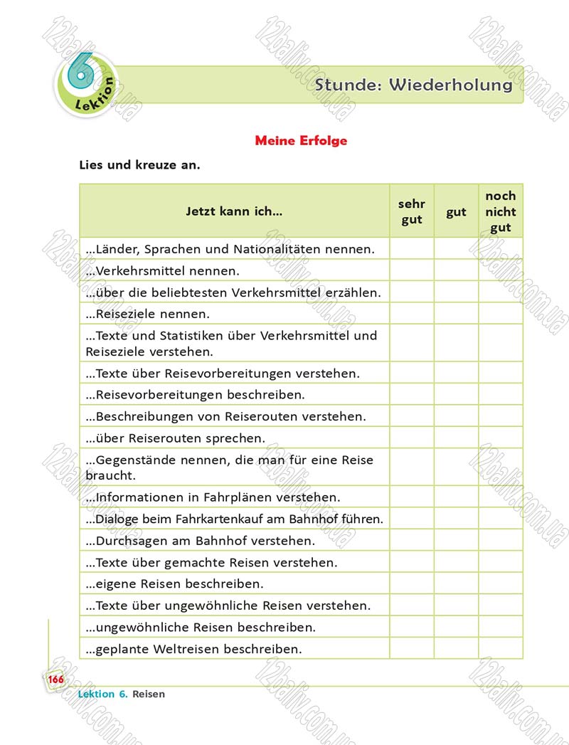 Сторінка 166 - Підручник Німецька мова 6 клас Сотникова 2014 - 6 рік навчання
