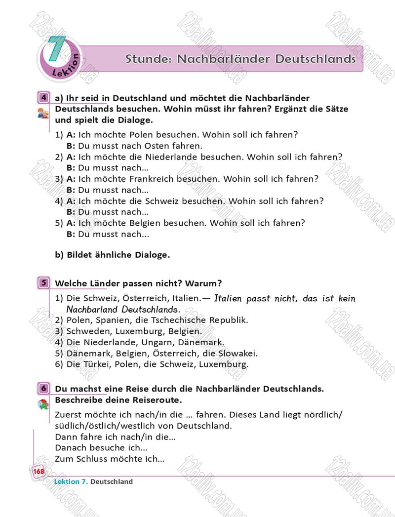 Сторінка 168 - Підручник Німецька мова 6 клас Сотникова 2014 - 6 рік навчання