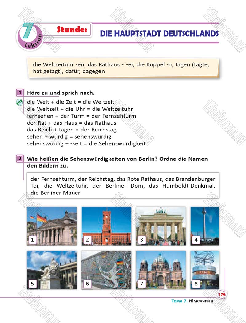 Сторінка 179 - Підручник Німецька мова 6 клас Сотникова 2014 - 6 рік навчання