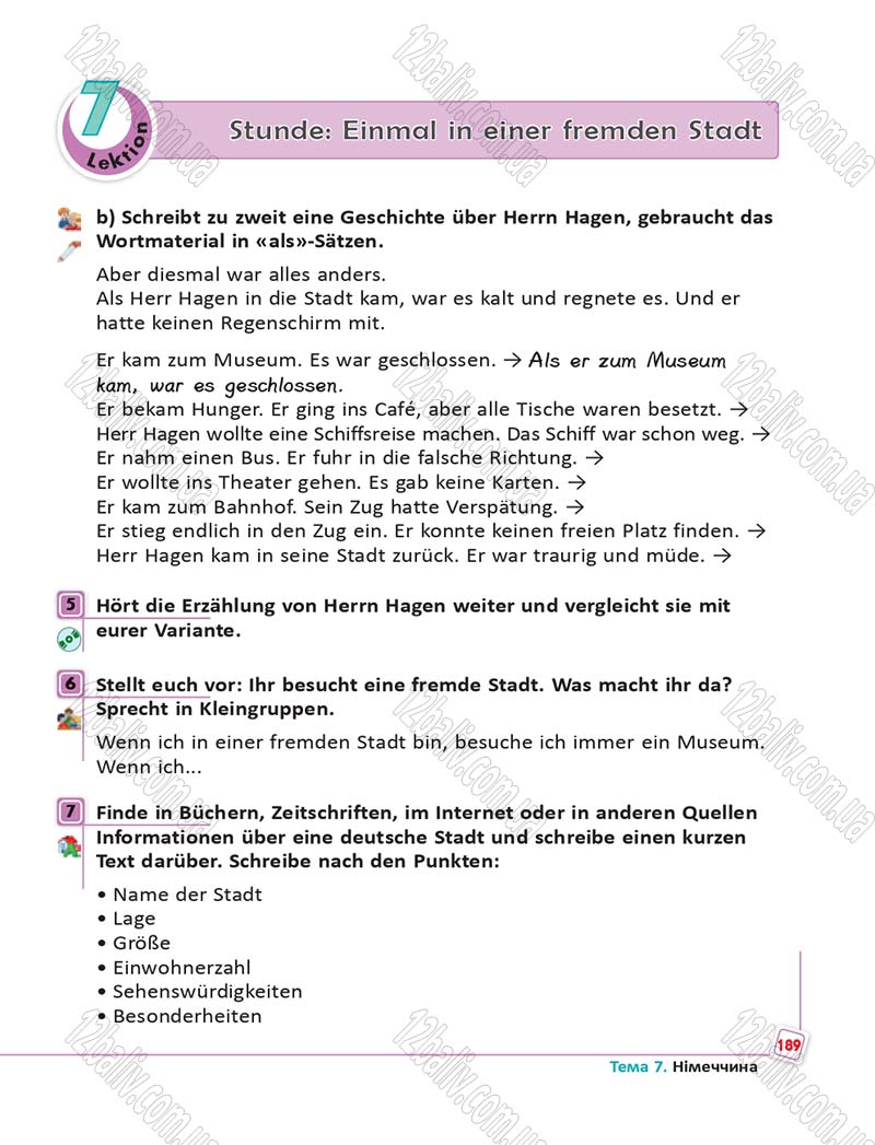 Сторінка 189 - Підручник Німецька мова 6 клас Сотникова 2014 - 6 рік навчання