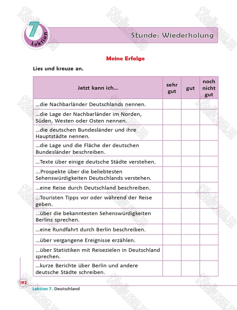 Сторінка 192 - Підручник Німецька мова 6 клас Сотникова 2014 - 6 рік навчання