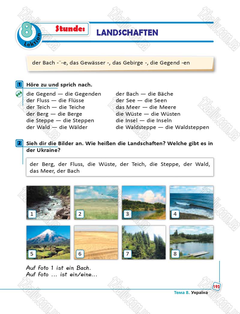 Сторінка 195 - Підручник Німецька мова 6 клас Сотникова 2014 - 6 рік навчання