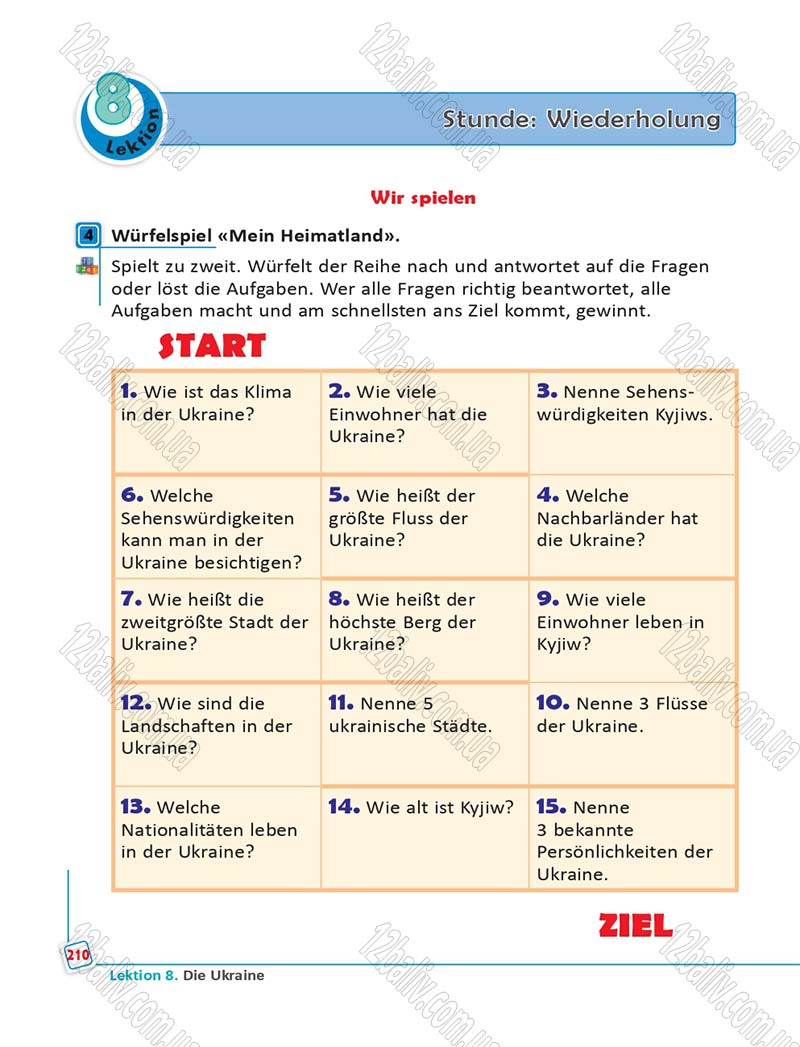 Сторінка 210 - Підручник Німецька мова 6 клас Сотникова 2014 - 6 рік навчання