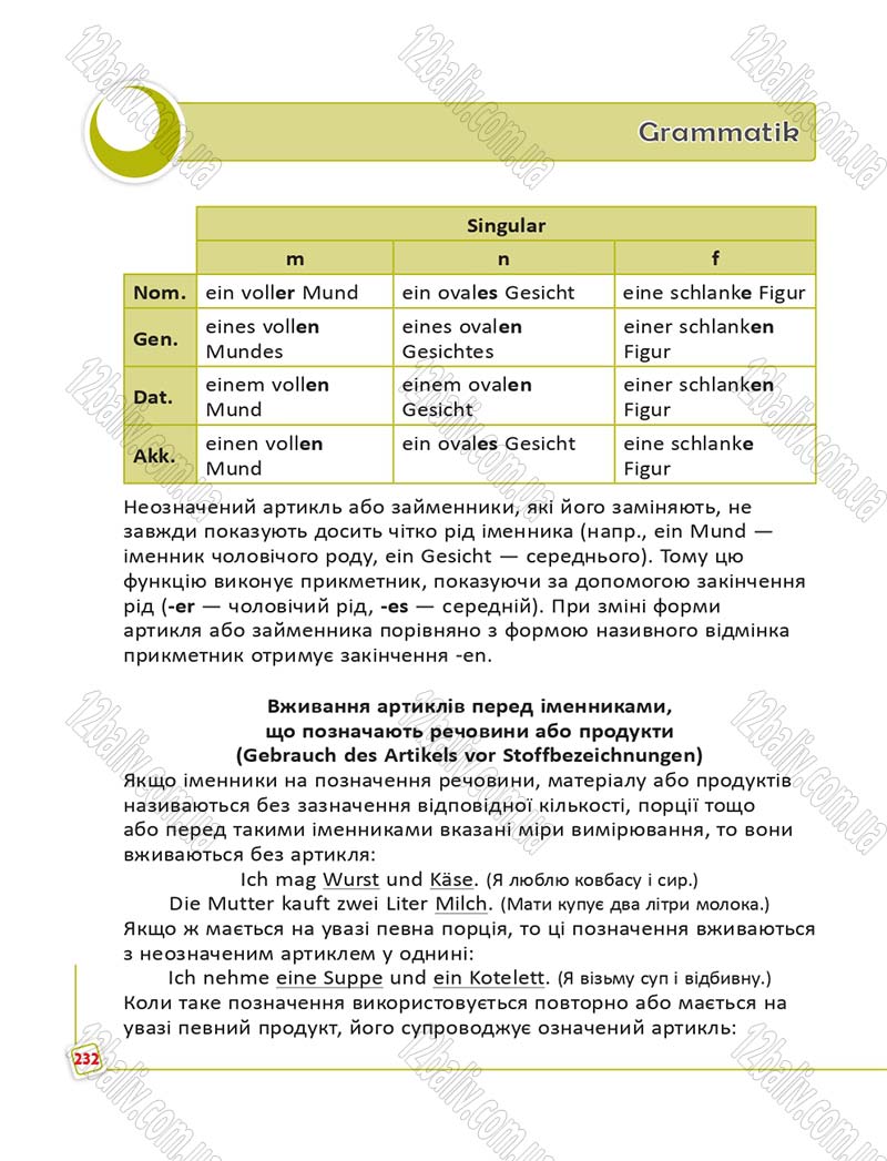 Сторінка 232 - Підручник Німецька мова 6 клас Сотникова 2014 - 6 рік навчання