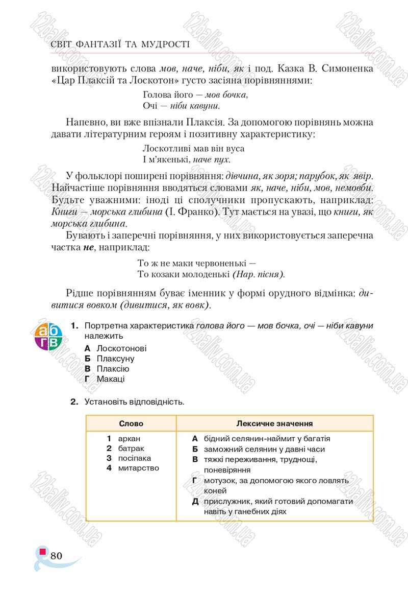 Сторінка 80 - Підручник Українська література 5 клас Авраменко 2018