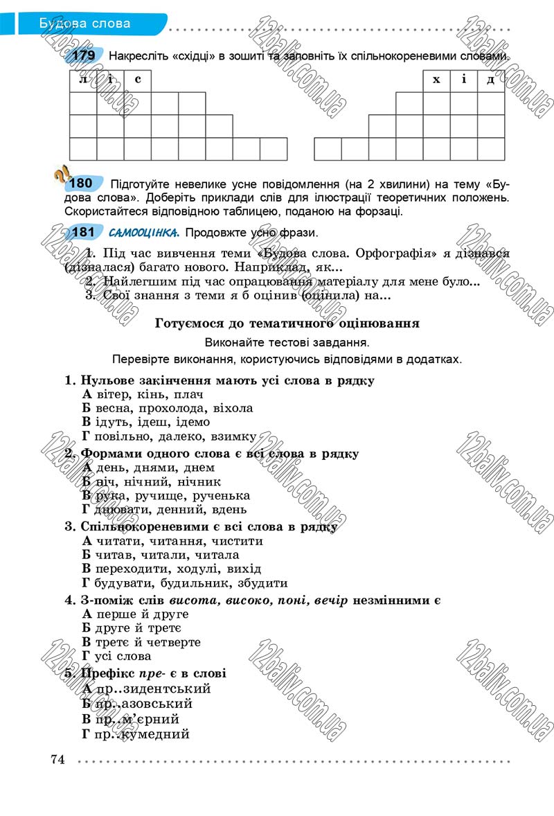 Сторінка 74 - Підручник Українська мова 5 клас О. В. Заболотний, В. В. Заболотний 2018