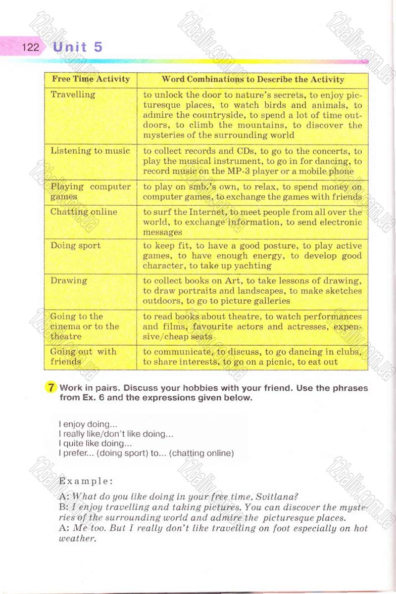 Сторінка 122 - Підручник Англійська мова 8 клас Несвіт 2008 - скачати