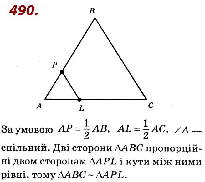 Завдання № 490 - Розділ 2. Подібність трикутників - ГДЗ Геометрія 8 клас О.С. Істер 2021 