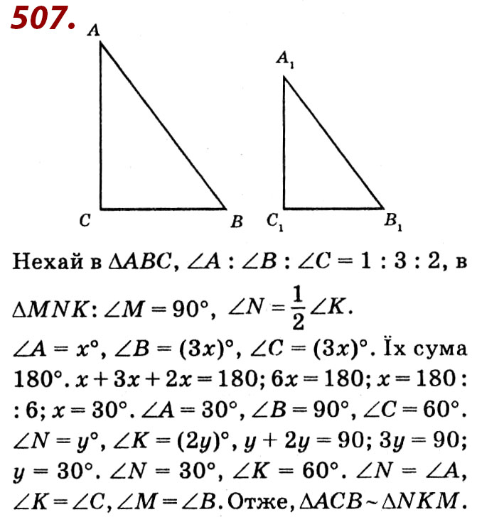 Завдання № 507 - Розділ 2. Подібність трикутників - ГДЗ Геометрія 8 клас О.С. Істер 2021 