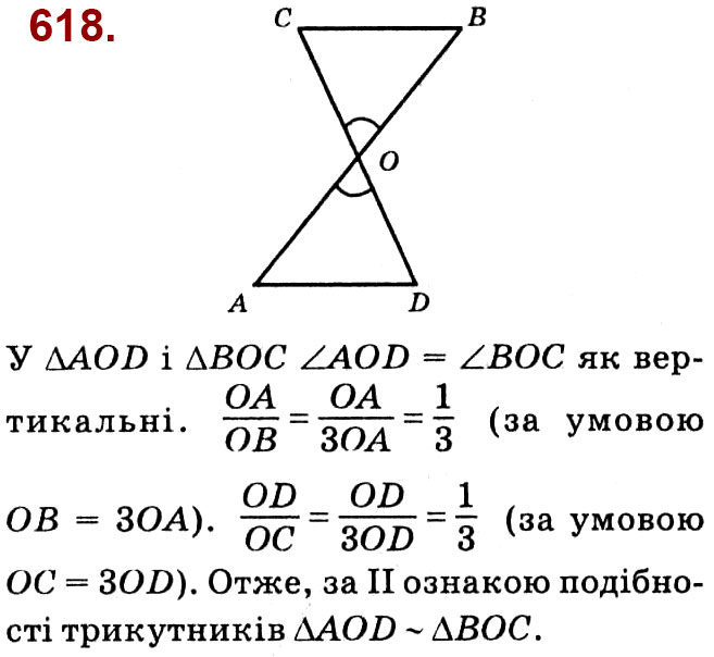 Завдання № 618 - Розділ 2. Подібність трикутників - ГДЗ Геометрія 8 клас О.С. Істер 2021 