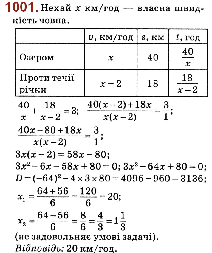 Завдання № 1001 - Розділ 3. Квадратні рівняння - ГДЗ Алгебра 8 клас О.С. Істер 2021 