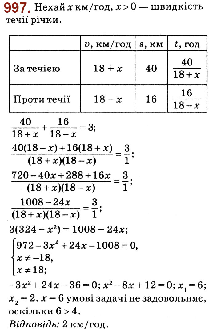 Завдання № 997 - Розділ 3. Квадратні рівняння - ГДЗ Алгебра 8 клас О.С. Істер 2021 