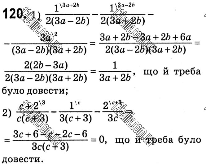 Завдання № 120 - § 1. Раціональні вирази - ГДЗ Алгебра 8 клас А.Г. Мерзляк, В.Б. Полонський, M.С. Якір 2021 