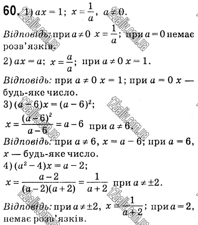 Завдання № 60 - § 1. Раціональні вирази - ГДЗ Алгебра 8 клас А.Г. Мерзляк, В.Б. Полонський, M.С. Якір 2021 
