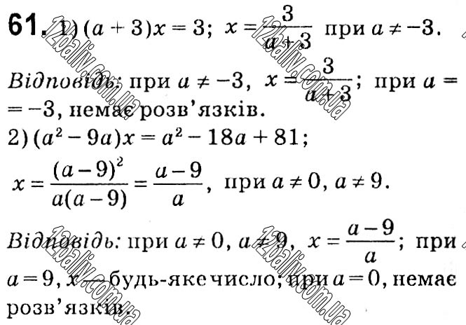 Завдання № 61 - § 1. Раціональні вирази - ГДЗ Алгебра 8 клас А.Г. Мерзляк, В.Б. Полонський, M.С. Якір 2021 