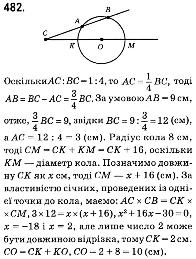 Завдання № 482 - § 2. Подібність трикутників - ГДЗ Геометрія 8 клас А.Г. Мерзляк, В.Б. Полонський, М.С. Якір 2021 