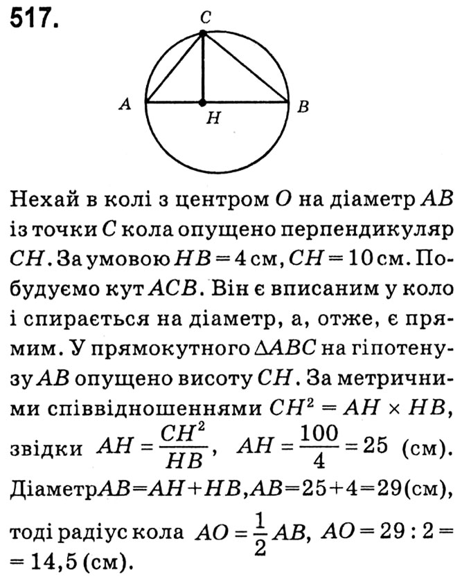 Завдання № 517 - § 3. Розв'язування прямокутних трикутників - ГДЗ Геометрія 8 клас А.Г. Мерзляк, В.Б. Полонський, М.С. Якір 2021 