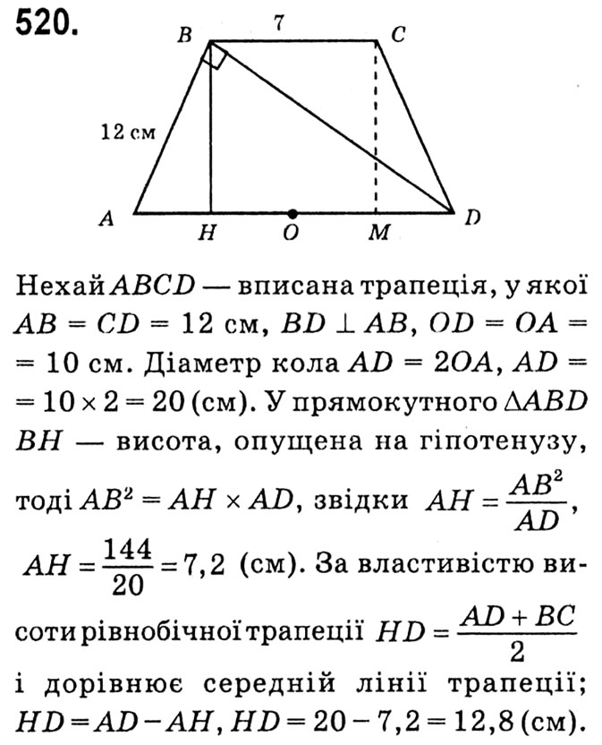 Завдання № 520 - § 3. Розв'язування прямокутних трикутників - ГДЗ Геометрія 8 клас А.Г. Мерзляк, В.Б. Полонський, М.С. Якір 2021 