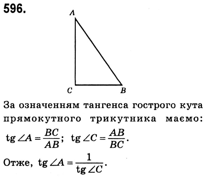 Завдання № 596 - § 3. Розв'язування прямокутних трикутників - ГДЗ Геометрія 8 клас А.Г. Мерзляк, В.Б. Полонський, М.С. Якір 2021 
