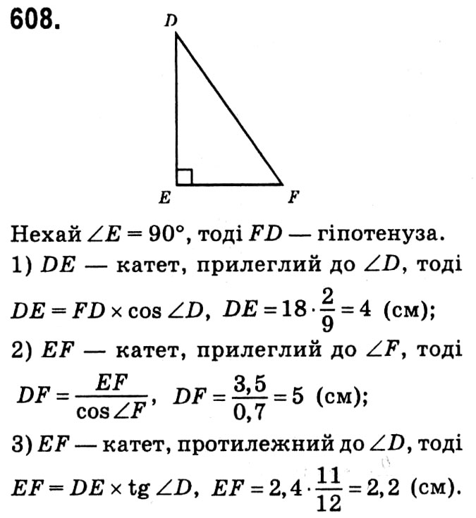 Завдання № 608 - § 3. Розв'язування прямокутних трикутників - ГДЗ Геометрія 8 клас А.Г. Мерзляк, В.Б. Полонський, М.С. Якір 2021 