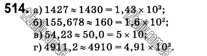 Завдання № 514 - § 11. Стандартний вигляд числа - Розділ 1. Раціональні вирази - ГДЗ Алгебра 8 клас Г.П. Бевз, В.Г. Бевз 2021 