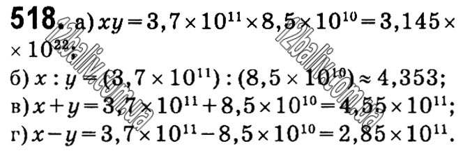 Завдання № 518 - § 11. Стандартний вигляд числа - Розділ 1. Раціональні вирази - ГДЗ Алгебра 8 клас Г.П. Бевз, В.Г. Бевз 2021 