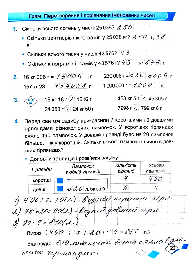 Завдання №  Стор. 23 - Сторінки 20 - 29 - Частина 1 - ГДЗ Математика 4 клас М. В. Козак, О. П. Корчевська 2021 - Робочий зошит