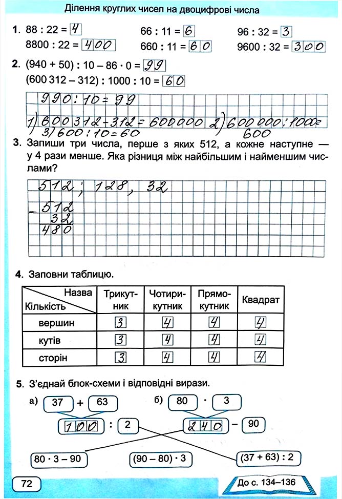 Завдання №  Стор. 72 - Сторінки 70 - 80 - Частина 1 - ГДЗ Математика 4 клас А. Заїка, С. Тарнавська 2021 - Робочий зошит