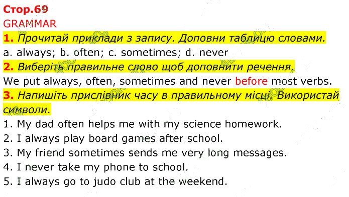 Завдання №  p.69 (1-3) - 10. Things we do - 11. My digital life - ГДЗ Англійська мова 5 клас Д. Коста, М. Вільямс 2022 