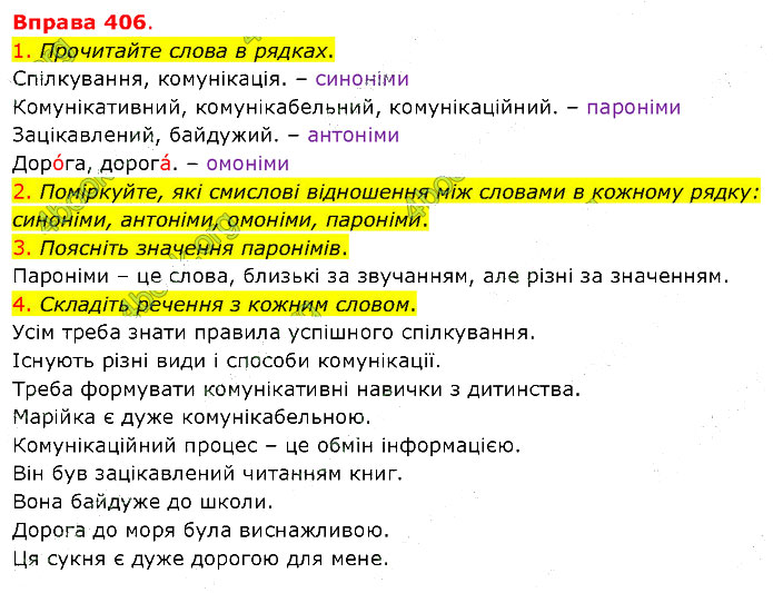 Завдання №  406 - ПОВТОРЕННЯ - ГДЗ Українська мова 5 клас І. М. Літвінова 2022 