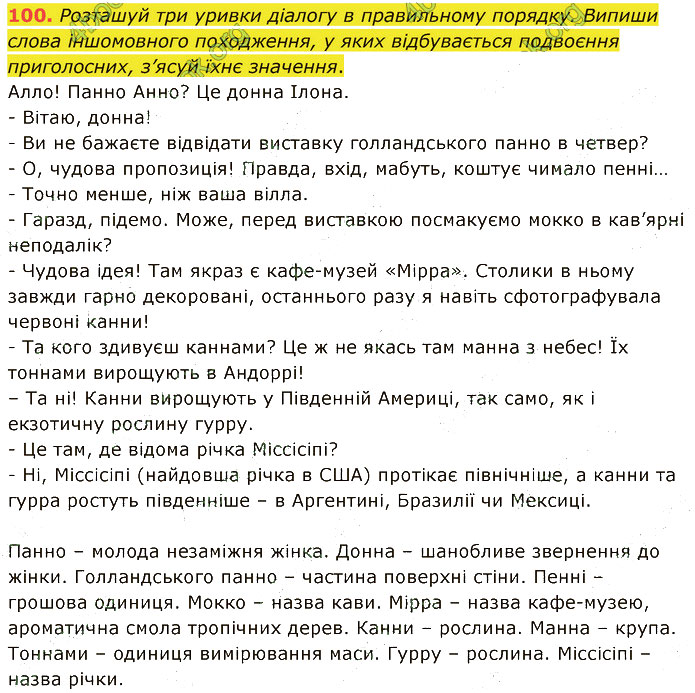 Завдання №  100 - 21-24. Групи слів за походженням і вживанням - 2. ЛЕКСИКОЛОГІЯ - ГДЗ Українська мова 5 клас А. В. Онатій, Т. П. Ткачук 2022 