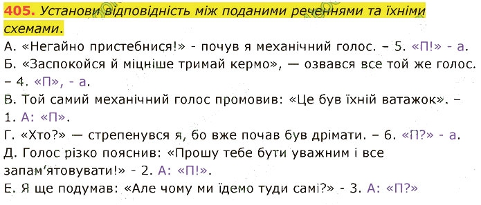 Завдання №  405 - 111. Навчальний диктант - 116-117. Отримання інформації з тексту - 6. СИНТАКСИС І ПУНКТУАЦІЯ - ГДЗ Українська мова 5 клас А. В. Онатій, Т. П. Ткачук 2022 