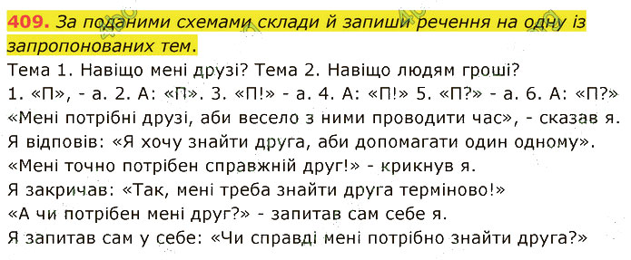 Завдання №  409 - 111. Навчальний диктант - 116-117. Отримання інформації з тексту - 6. СИНТАКСИС І ПУНКТУАЦІЯ - ГДЗ Українська мова 5 клас А. В. Онатій, Т. П. Ткачук 2022 