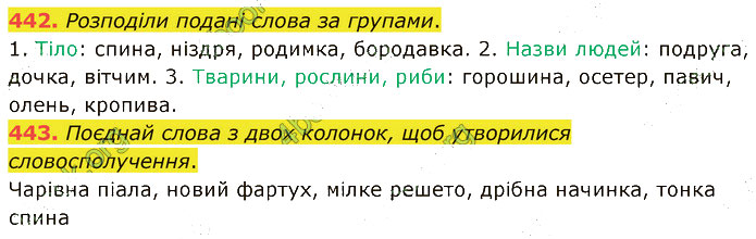 Завдання №  442-443 - 7. ПОВТОРЕННЯ ТА УЗАГАЛЬНЕННЯ - ГДЗ Українська мова 5 клас А. В. Онатій, Т. П. Ткачук 2022 