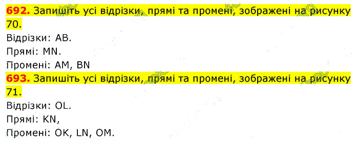 Завдання №  692-693 - 17. Відрізок, ломана - 18. Промінь, пряма, площина - § 4. Геометричні фігури та величини - ГДЗ Математика 5 клас В. Кравчук, Г. Янченко 2022 