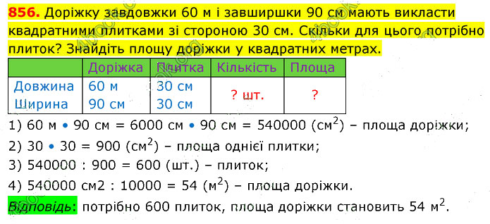 Завдання №  856 - 23. Площа прямокутника - 24. Прямокутний паралелепіпед - § 4. Геометричні фігури та величини - ГДЗ Математика 5 клас В. Кравчук, Г. Янченко 2022 