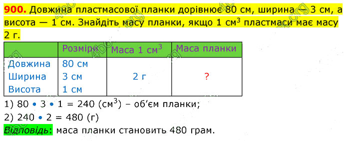 Завдання №  900 - 25. Об’єм паралелепіпеда і куба - § 4. Геометричні фігури та величини - ГДЗ Математика 5 клас В. Кравчук, Г. Янченко 2022 