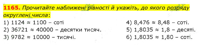 Завдання №  1165 - 33. Округлення чисел - 34. Додавання і віднімання - § 6. Десяткові дроби - ГДЗ Математика 5 клас В. Кравчук, Г. Янченко 2022 