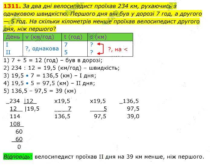 Завдання №  1311 - 35. Множення дробів - 36. Ділення дробу на число - § 7. Множення і ділення десяткових дробів - ГДЗ Математика 5 клас В. Кравчук, Г. Янченко 2022 