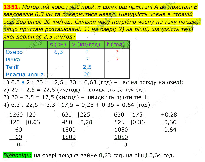 Завдання № 1351 - 37. Ділення на дріб - 38. Відсотки - § 7. Множення і ділення десяткових дробів - ГДЗ Математика 5 клас В. Кравчук, Г. Янченко 2022
