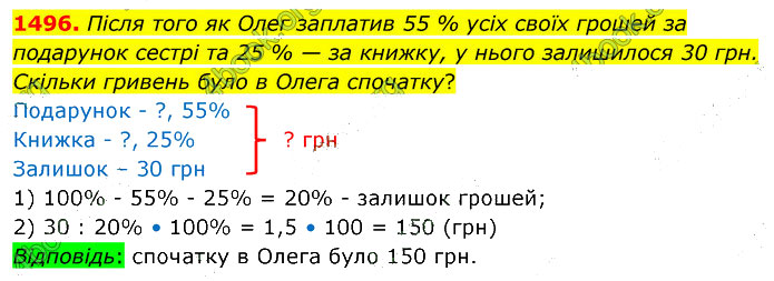 Завдання №  1496 - Завдання для повторення за курс 5 класу - ГДЗ Математика 5 клас В. Кравчук, Г. Янченко 2022 