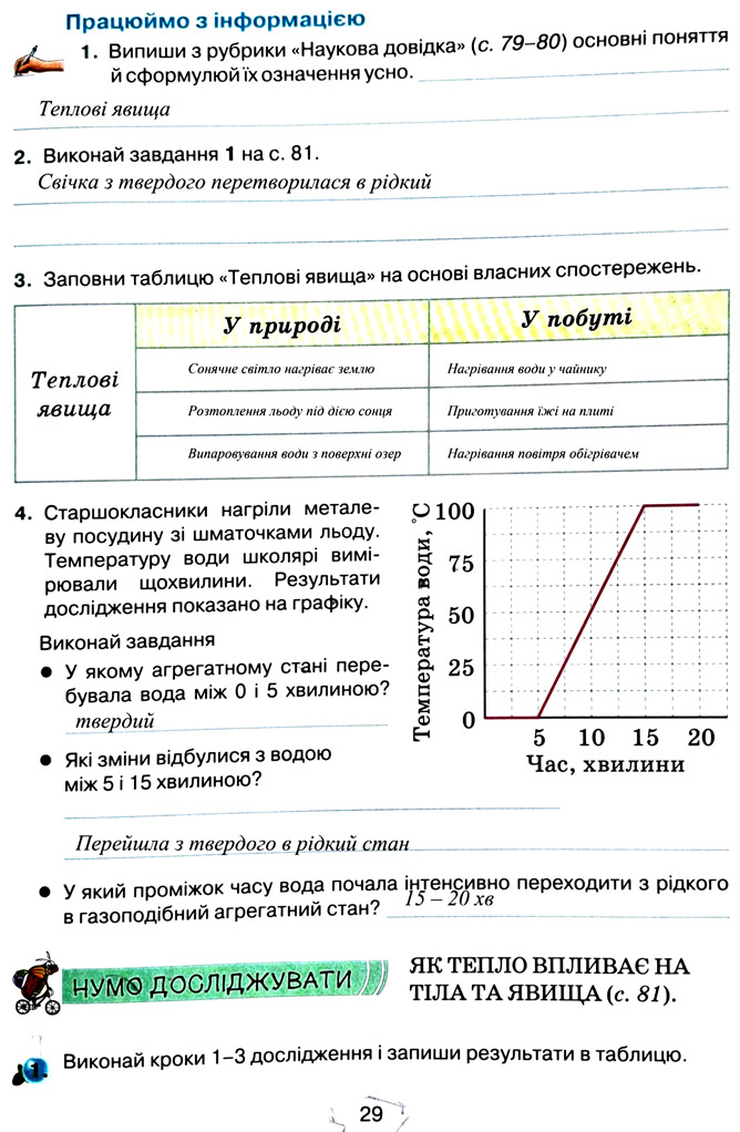Завдання №  стор. 29 - Тема 2. Досліджуємо тіла та явища - ГДЗ Пізнаємо природу 5 клас Т.В. Коршевнюк, Г.О. Ярошенко 2022 - Робочий зошит