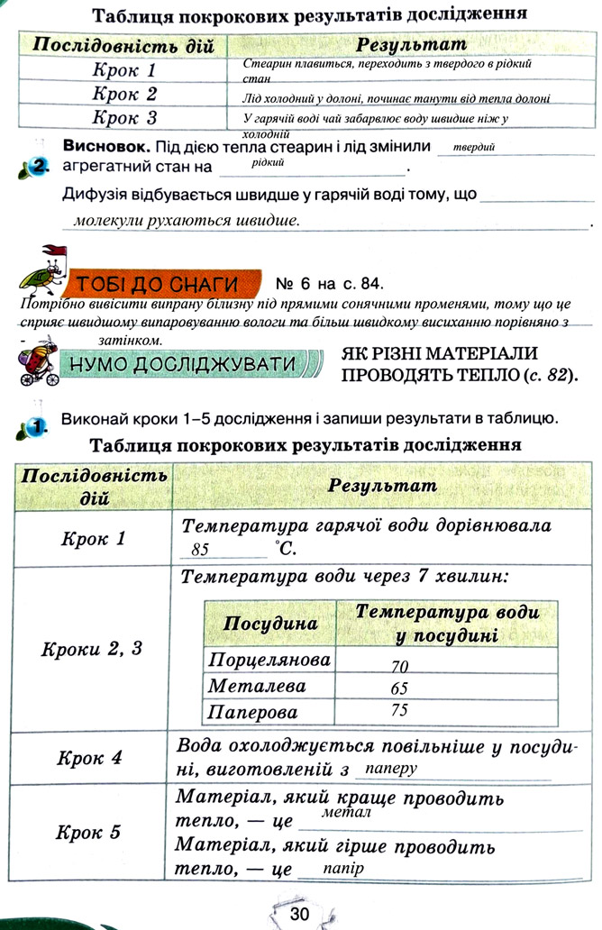 Завдання №  стор. 30 - Тема 2. Досліджуємо тіла та явища - ГДЗ Пізнаємо природу 5 клас Т.В. Коршевнюк, Г.О. Ярошенко 2022 - Робочий зошит