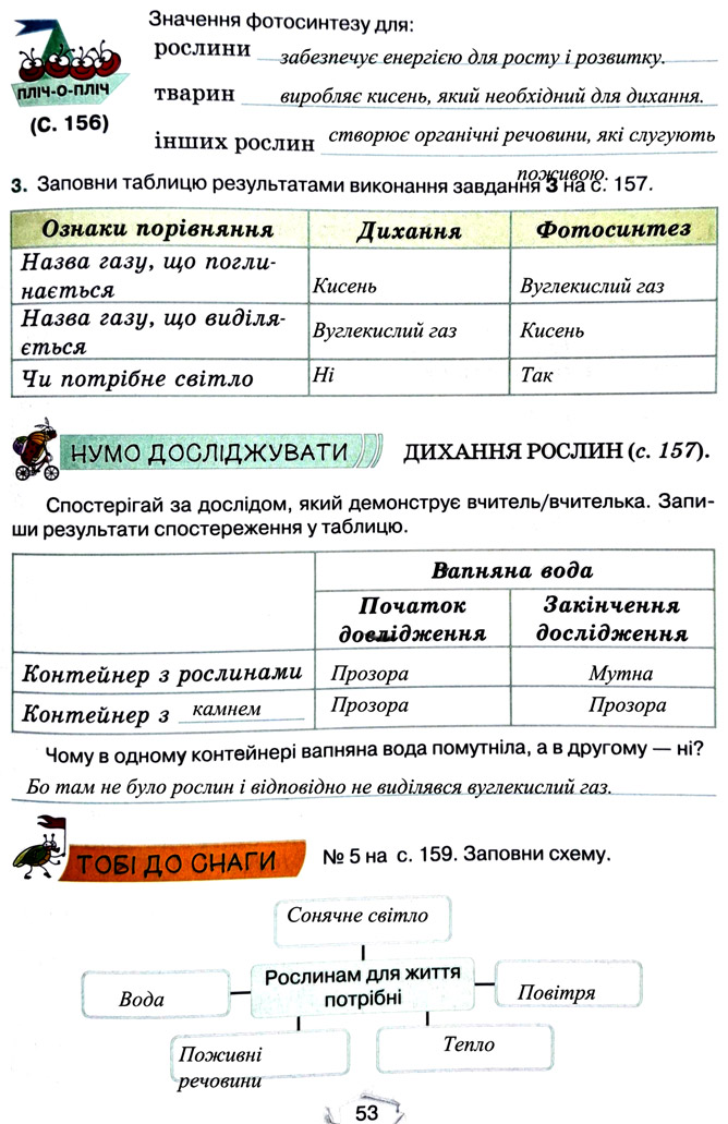 Завдання №  стор. 53 - Тема 4. Вивчаємо живу природу землі - ГДЗ Пізнаємо природу 5 клас Т.В. Коршевнюк, Г.О. Ярошенко 2022 - Робочий зошит
